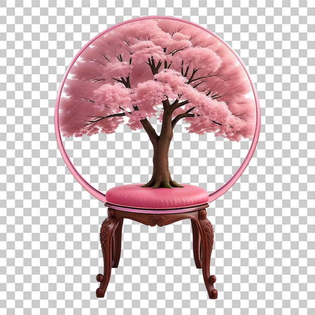 Antique chair with large tree transparent background