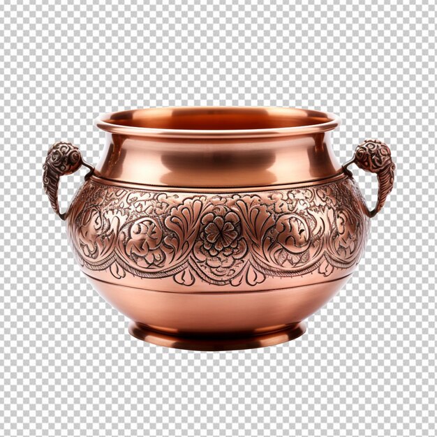 PSD antique copper pot isolated on transparent background