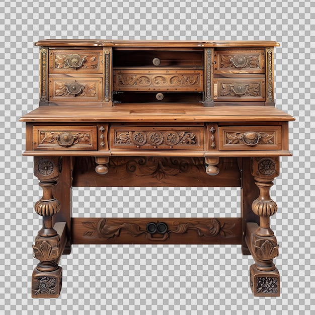 PSD antique desk on transparent background