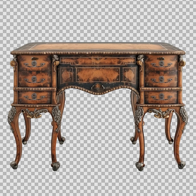 PSD antique desk on transparent background