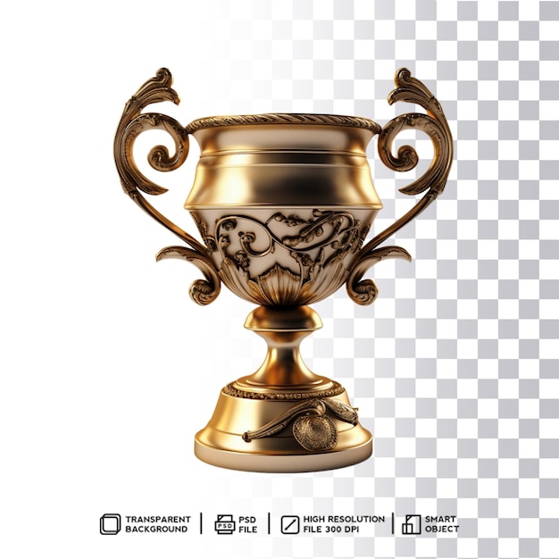 PSD design del trofeo dorato lucido ispirato all'antico