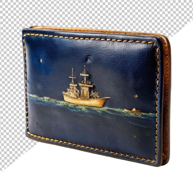 Antique navy wallet on transparent background