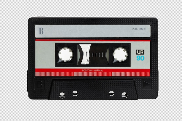 PSD antique and obsolete audio cassette isolated on a white background