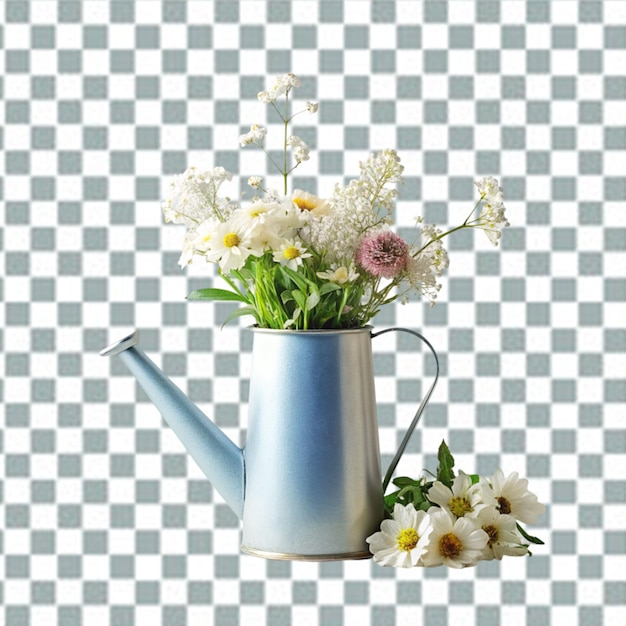 PSD 透明な背景に隔離された絵の花が描かれたアンティークの陶器の花瓶
