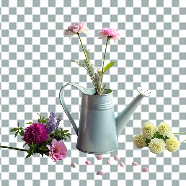 PSD antique porcelain vase with painted flowers isolated on transparent background