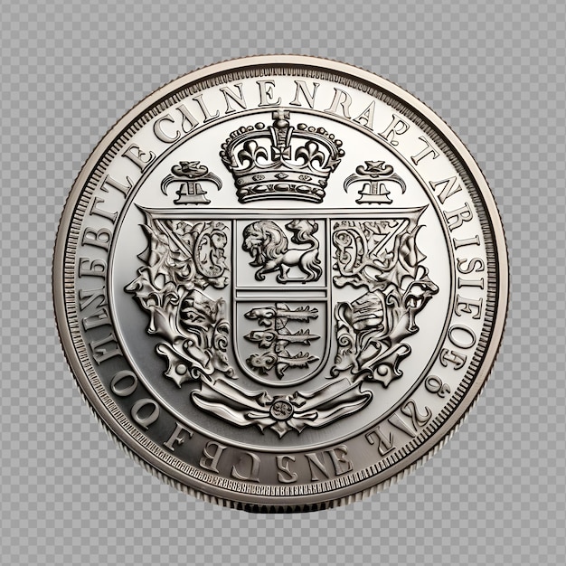 PSD moneta d'argento antica isolata su sfondo trasparente moneta d'argento ritagliata ai generativa