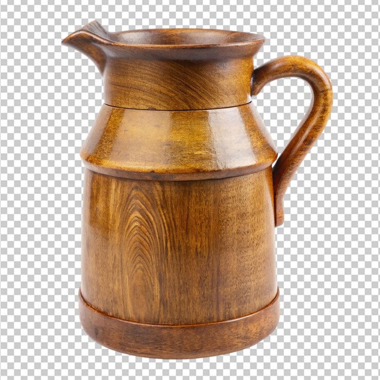 PSD antique wooden milk jug on transparent background