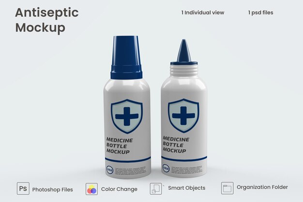 Antiseptische druppelfles mockup premium psd