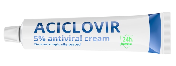 PSD антивирусная кремовая трубка aciclovir 3d рендеринг изолирован на прозрачном фоне