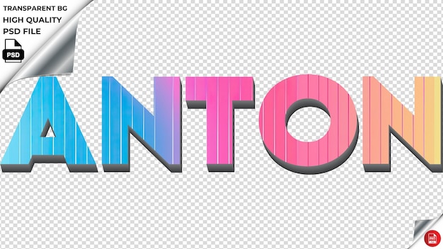 PSD anton typography rainbow colorful text texture psd transparent