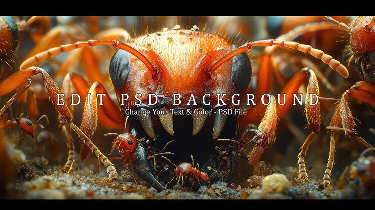 PSD ants macro photography