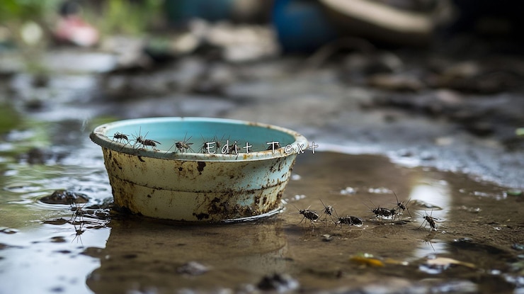 PSD ants swarming a dirty waterfilled bowl on muddy ground
