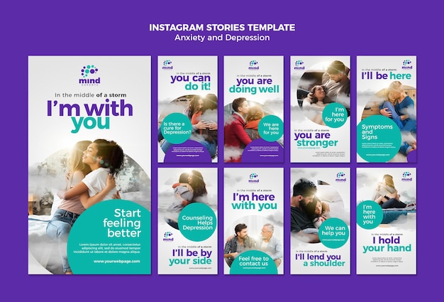 anxiety and depression instagram stories template