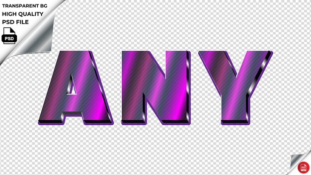 PSD any typography purple light text metalic psd transparent