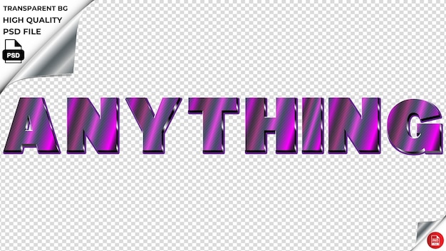 PSD anything typography purple light text metalic psd transparent