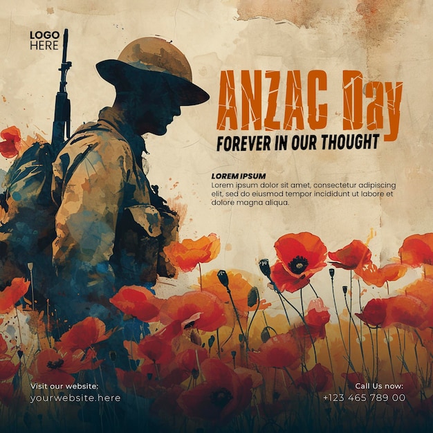 Anzac dag 25 april sociale media banner post sjabloon ontwerp