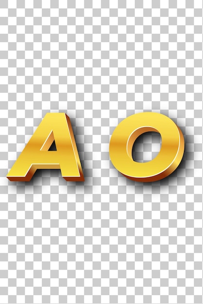 PSD Золотая икона логотипа ao изолированный белый фон прозрачный
