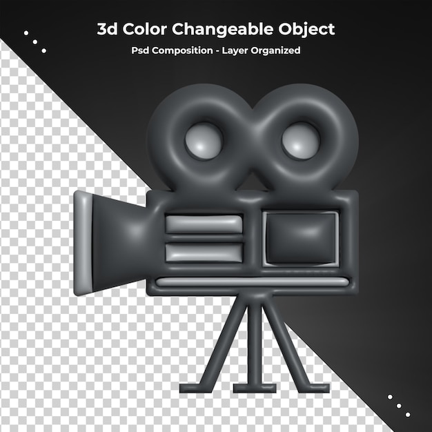 Aparat fotograficzny z obiektywem i ikoną renderowania button.3d Minimalistyczny styl kreskówki