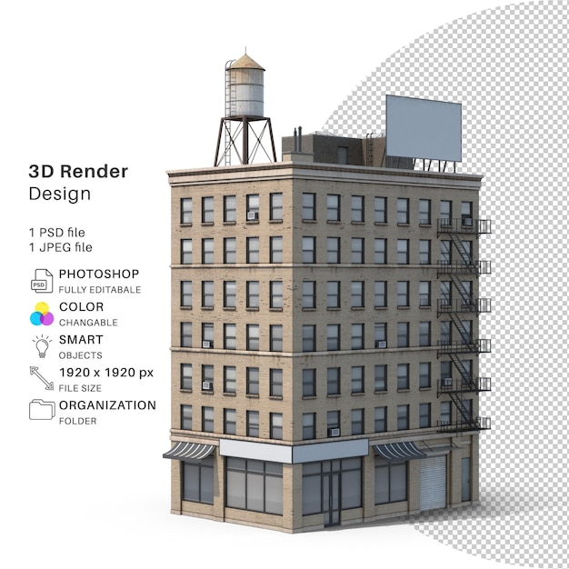 Apartman Binası 3D Modelleme PSD Dosyası Gerçekçi Bina