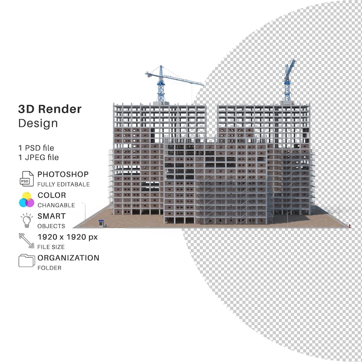 PSD apartman binası 3d modelleme psd dosyası gerçekçi bina