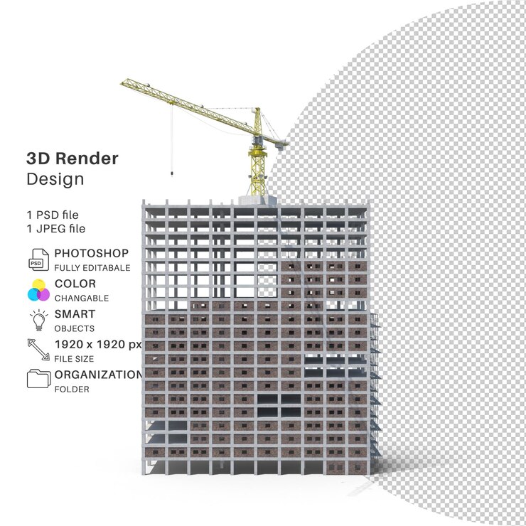 PSD apartman binası 3d modelleme psd dosyası gerçekçi bina