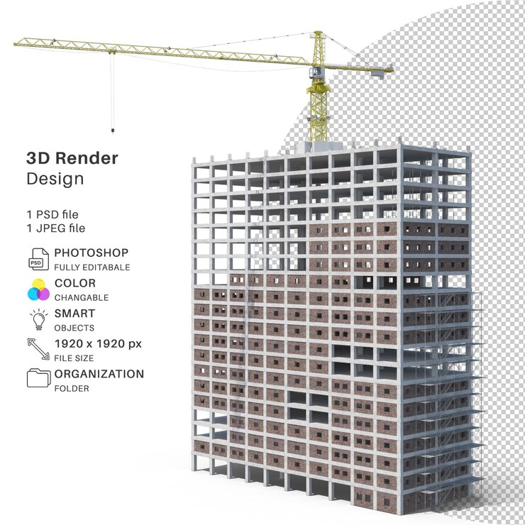 PSD apartman binası 3d modelleme psd dosyası gerçekçi bina