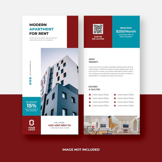 PSD apartment dl flyer template design