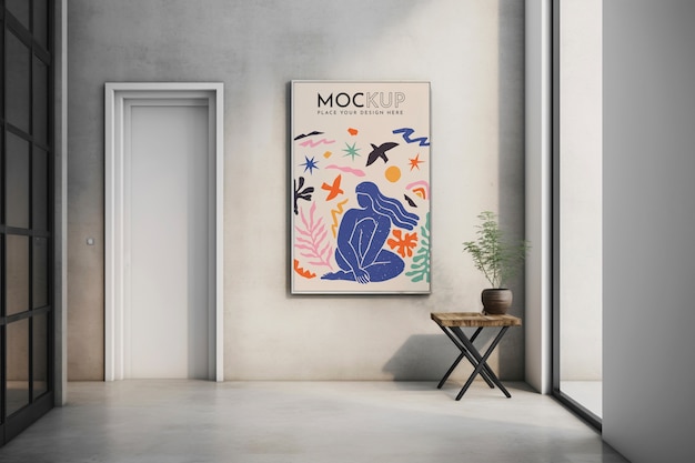 PSD apartment door with poster mockup design