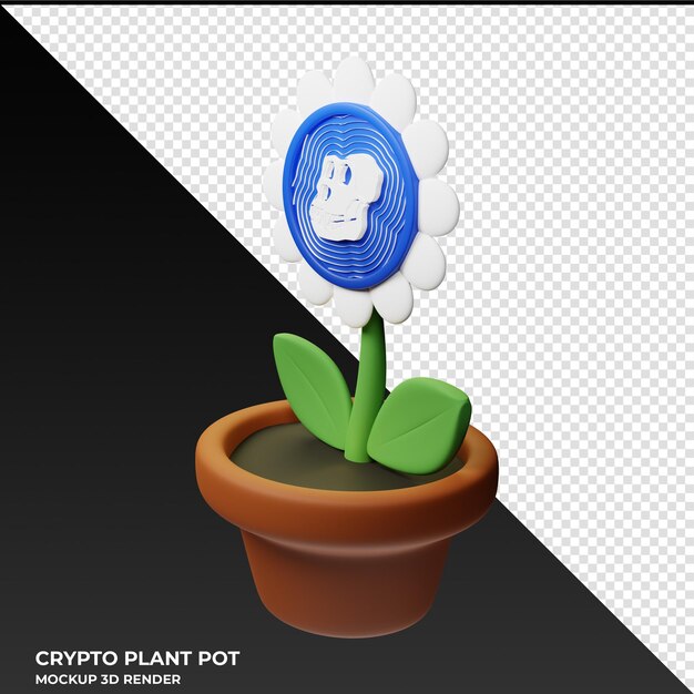 3D-иллюстрация ApeCoin APE Crypto Plant Pot