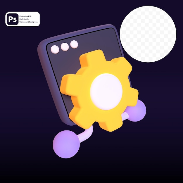API in 3d render for graphic asset web presentation or other