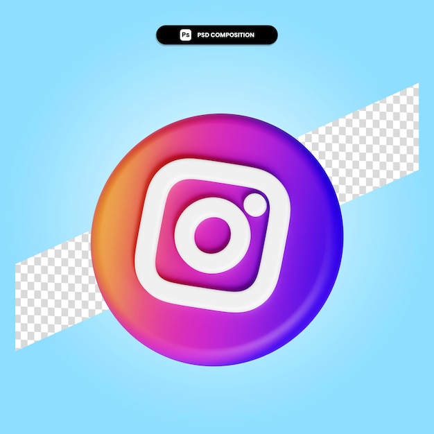 Aplikacja Logo Instagram 3d Render Ilustracja Na Białym Tle