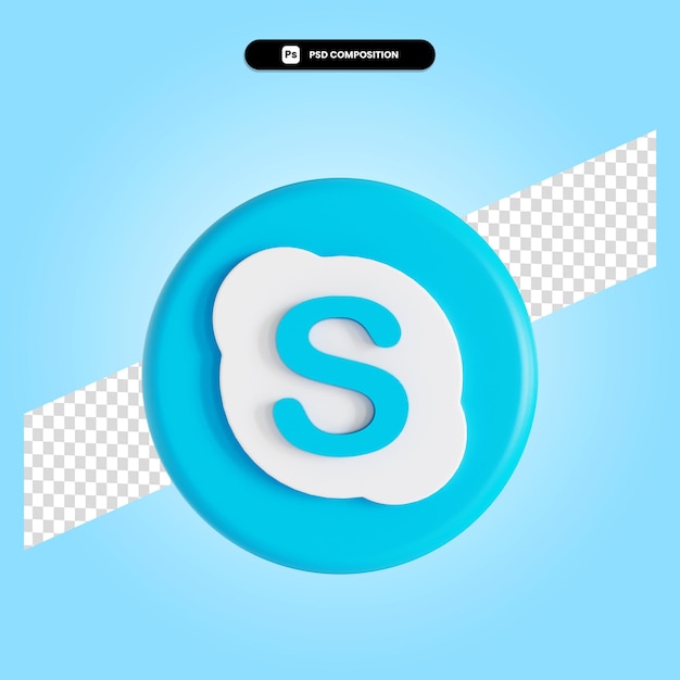 PSD aplikacja logo skype 3d render ilustracja na białym tle