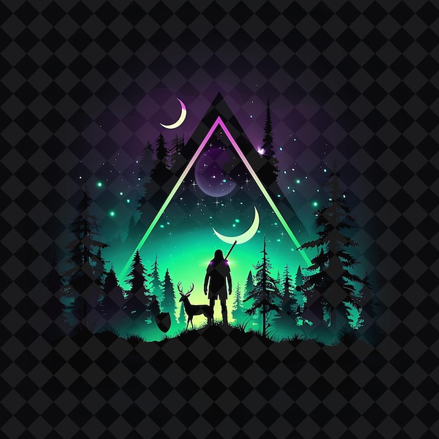 Åpne Fantasy Nights fortryllende landskaper med Neon Forest Y2K-kunst og illustrasjon dyredesign