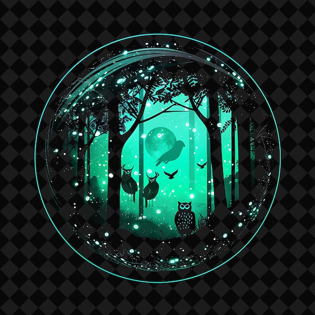 Åpne Fantasy Nights fortryllende landskaper med Neon Forest Y2K-kunst og illustrasjon dyredesign