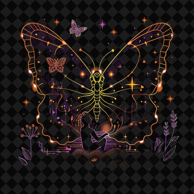 Åpne Fantasy Nights fortryllende landskaper med Neon Forest Y2K-kunst og illustrasjon dyredesign