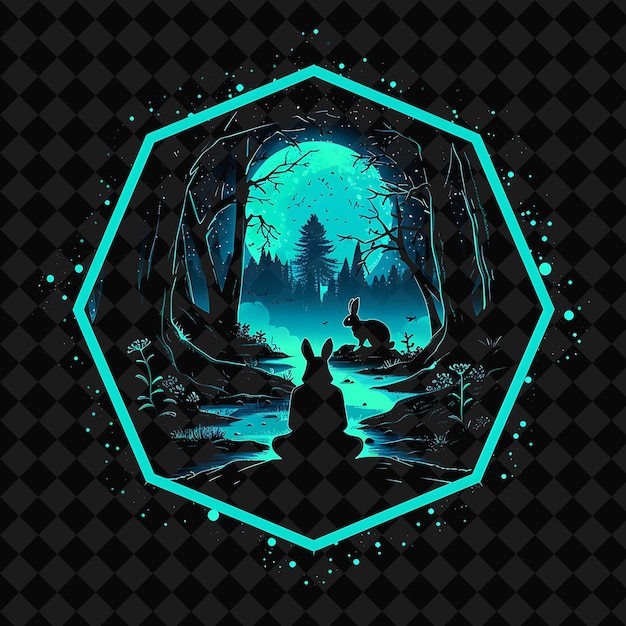 Åpne Fantasy Nights fortryllende landskaper med Neon Forest Y2K-kunst og illustrasjon dyredesign