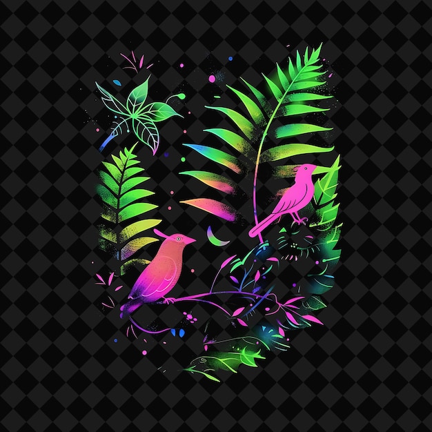 Åpne Fantasy Nights fortryllende landskaper med Neon Forest Y2K-kunst og illustrasjon dyredesign