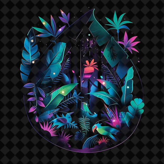 Åpne Fantasy Nights fortryllende landskaper med Neon Forest Y2K-kunst og illustrasjon dyredesign