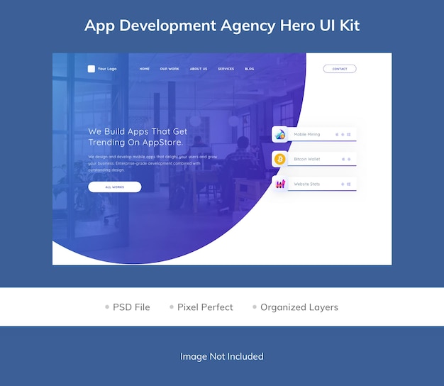 Kit dell'interfaccia utente hero dell'agenzia di sviluppo app