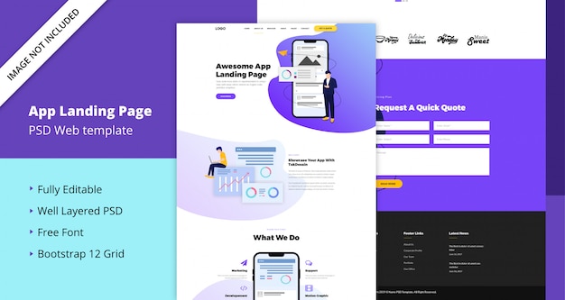 PSD app landing page template