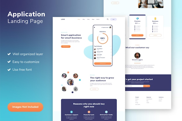 PSD app landing page website template