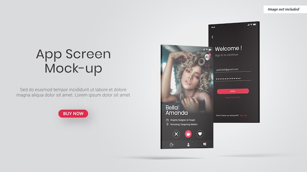 Mockup di schermo del telefono app isolato