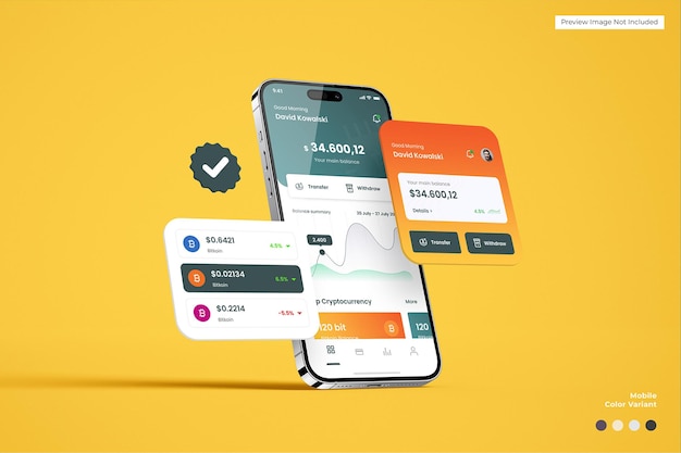 PSD mockup dello schermo del telefono dell'app