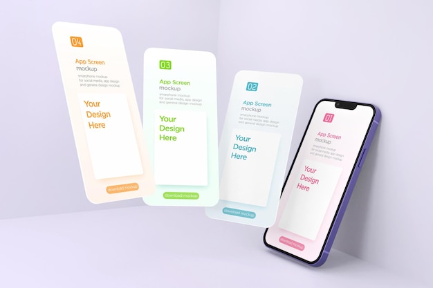 Design dell'interfaccia utente del mockup dello schermo dell'app