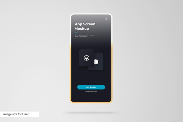 Мокап экрана приложения с 3D-золотой рамкой