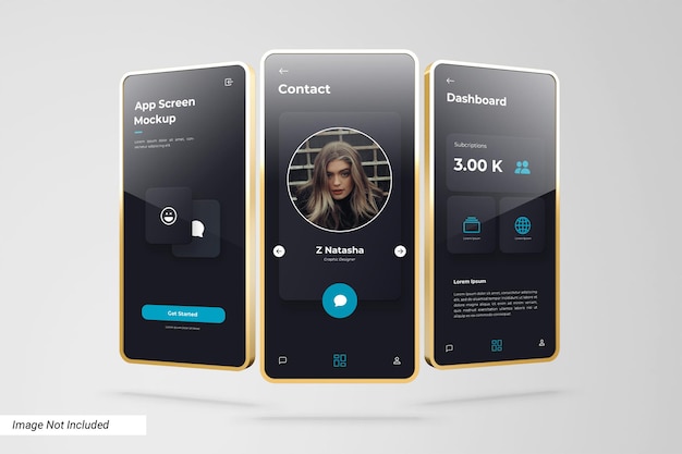 App Screen Mockup With 3D Golden Bezel