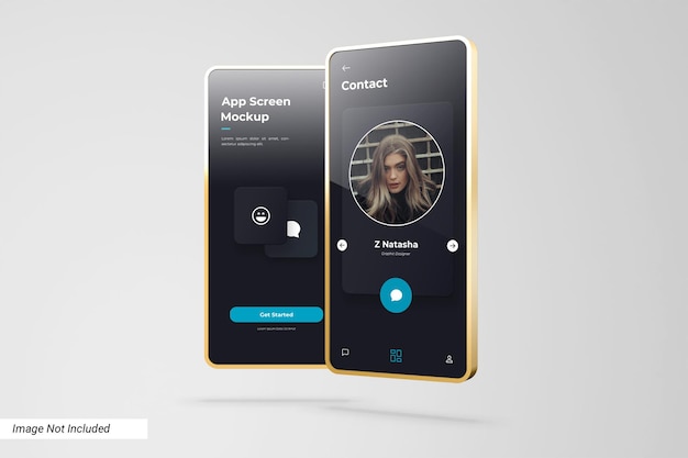 App Screen Mockup With 3D Golden Bezel