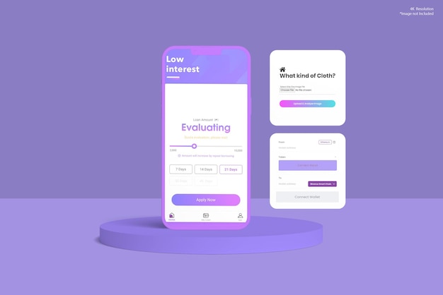 PSD app screen mockup