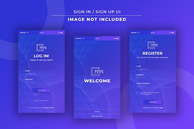 PSD app sign in / sign up ui