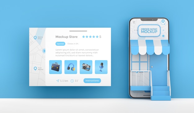 PSD design del mockup di spedizione dell'app store